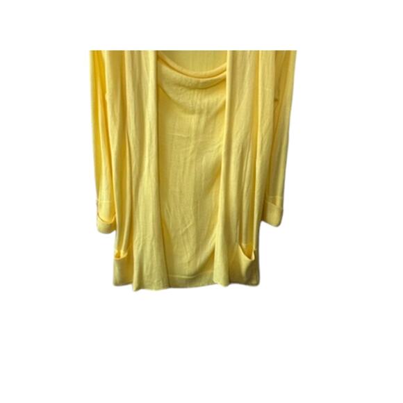 NY Collection Sunshine Yellow Lightweight Long Sleeve Cardigan w/ Attached Top M - Picture 3 of 9